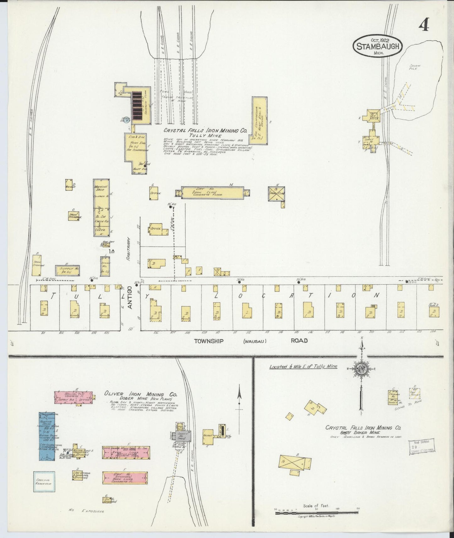 Sanborn Fire Insurance Map from Stambaugh, Iron County, Michigan (1922), Sheet #0004 - Historic Sanborn Fire Insurance Map Print, vintage old map wall art, antique decor, genealogy gift, Michigan Michigan map
