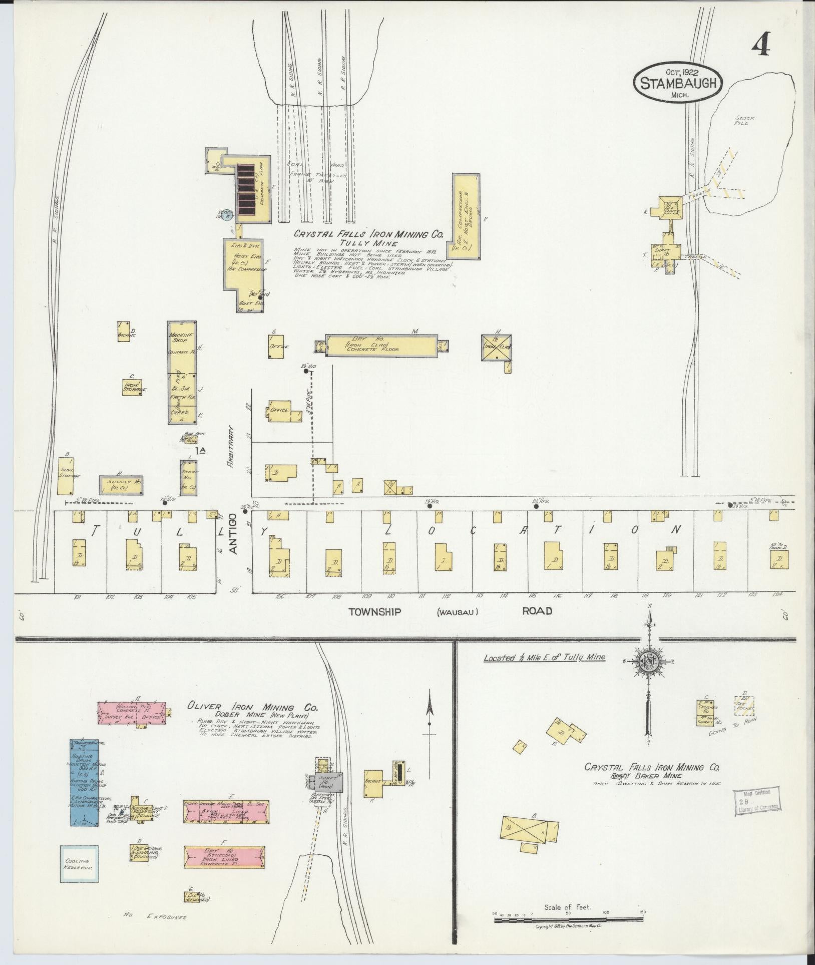 Sanborn Fire Insurance Map from Stambaugh, Iron County, Michigan (1922), Sheet #0004 - Historic Sanborn Fire Insurance Map Print, vintage old map wall art, antique decor, genealogy gift, Michigan Michigan map