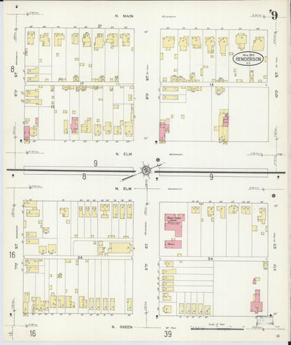 Sanborn Fire Insurance Map from Henderson, Henderson County, Kentucky (1913), Sheet #0009 - Complete Map Set gallery image, historic Sanborn map, vintage wall art, Kentucky Kentucky