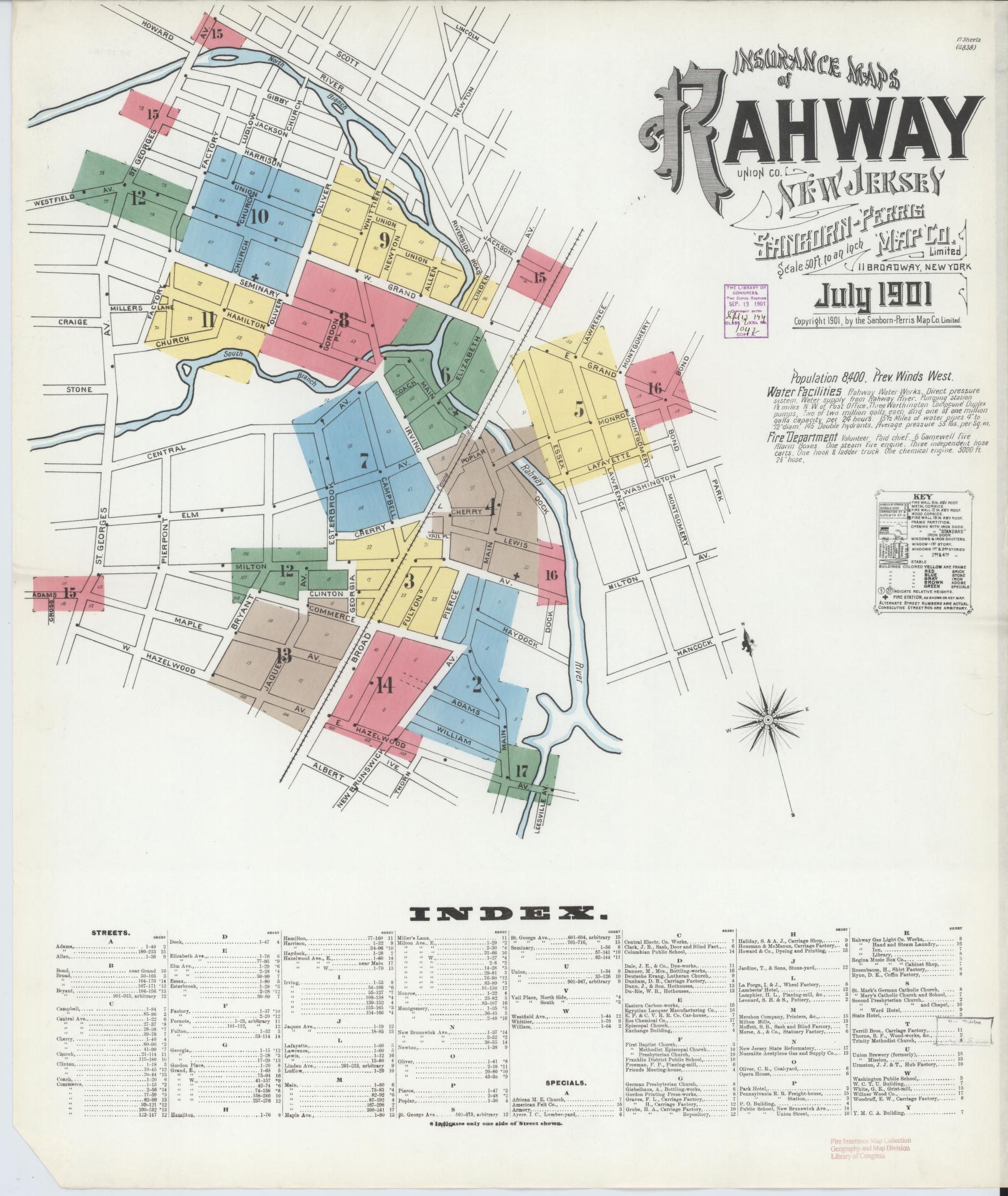 Sanborn Fire Insurance Map from Rahway, Union County, New Jersey. (1901) – Historic Sanborn Fire Insurance Map Print