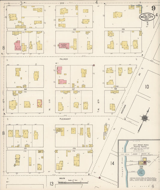 Sanborn Fire Insurance Map from Miles City, Custer County, Montana (1910), Sheet #0009 - Historic Sanborn Fire Insurance Map Print, vintage old map wall art, antique decor, genealogy gift, Montana Montana map