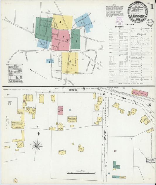Sanborn Fire Insurance Map from North Brookfield, Worcester County, Massachusetts (1901), Sheet #0001 - Historic Sanborn Fire Insurance Map Print, vintage old map wall art, antique decor, genealogy gift, Massachusetts Massachusetts map