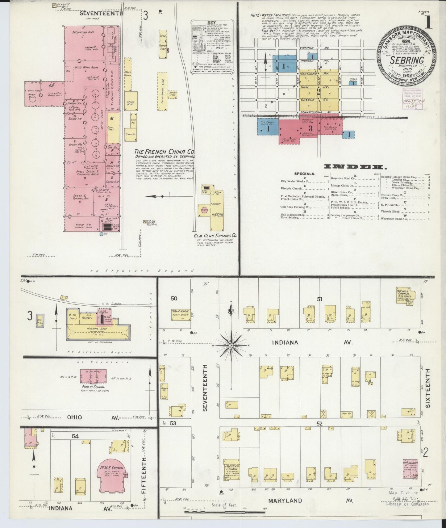Sanborn Fire Insurance Map from Sebring, Mahoning County, Ohio (1908), Sheet #0001 - Complete Map Set gallery image, historic Sanborn map, vintage wall art, Ohio Ohio