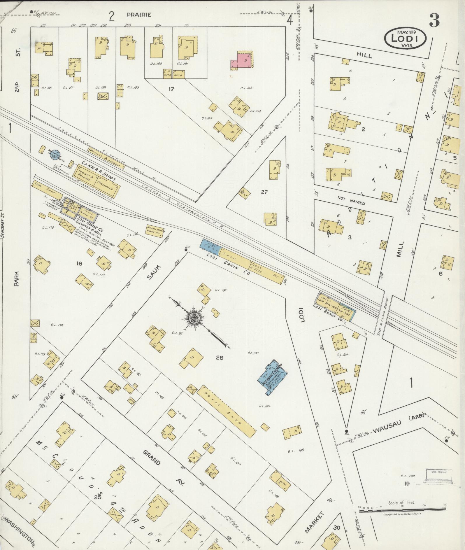 Sanborn Fire Insurance Map from Lodi, Columbia County, Wisconsin (1919), Sheet #0003 - Historic Sanborn Fire Insurance Map Print, vintage old map wall art, antique decor, genealogy gift, Wisconsin Wisconsin map