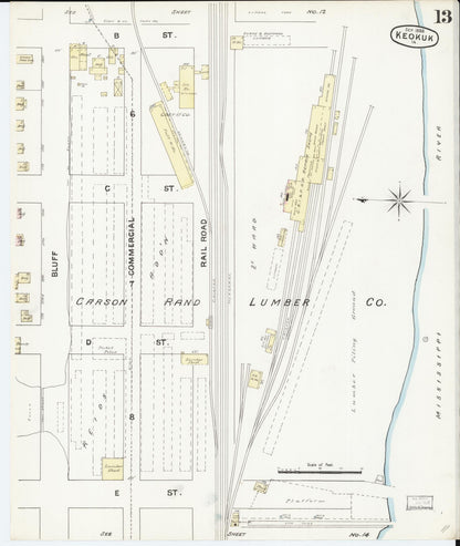 Sanborn Fire Insurance Map from Keokuk, Lee County, Iowa (1888), Sheet #0013 - Historic Sanborn Fire Insurance Map Print