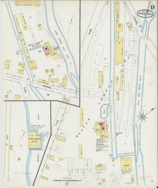 Sanborn Fire Insurance Map from Sandy Hill, Washington County, New York (1895), Sheet #0009 - Historic Sanborn Fire Insurance Map Print, vintage old map wall art, antique decor, genealogy gift, New York New York map