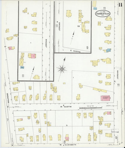 Sanborn Fire Insurance Map from Skaneateles, Onondaga County, New York (1909), Sheet #0011 - Historic Sanborn Fire Insurance Map Print, vintage old map wall art, antique decor, genealogy gift, New York New York map