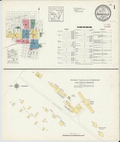 Sanborn Fire Insurance Map from Booneville, Logan County, Arkansas (1913), Sheet #0001 - Complete Map Set gallery image, historic Sanborn map, vintage wall art, Arkansas Arkansas