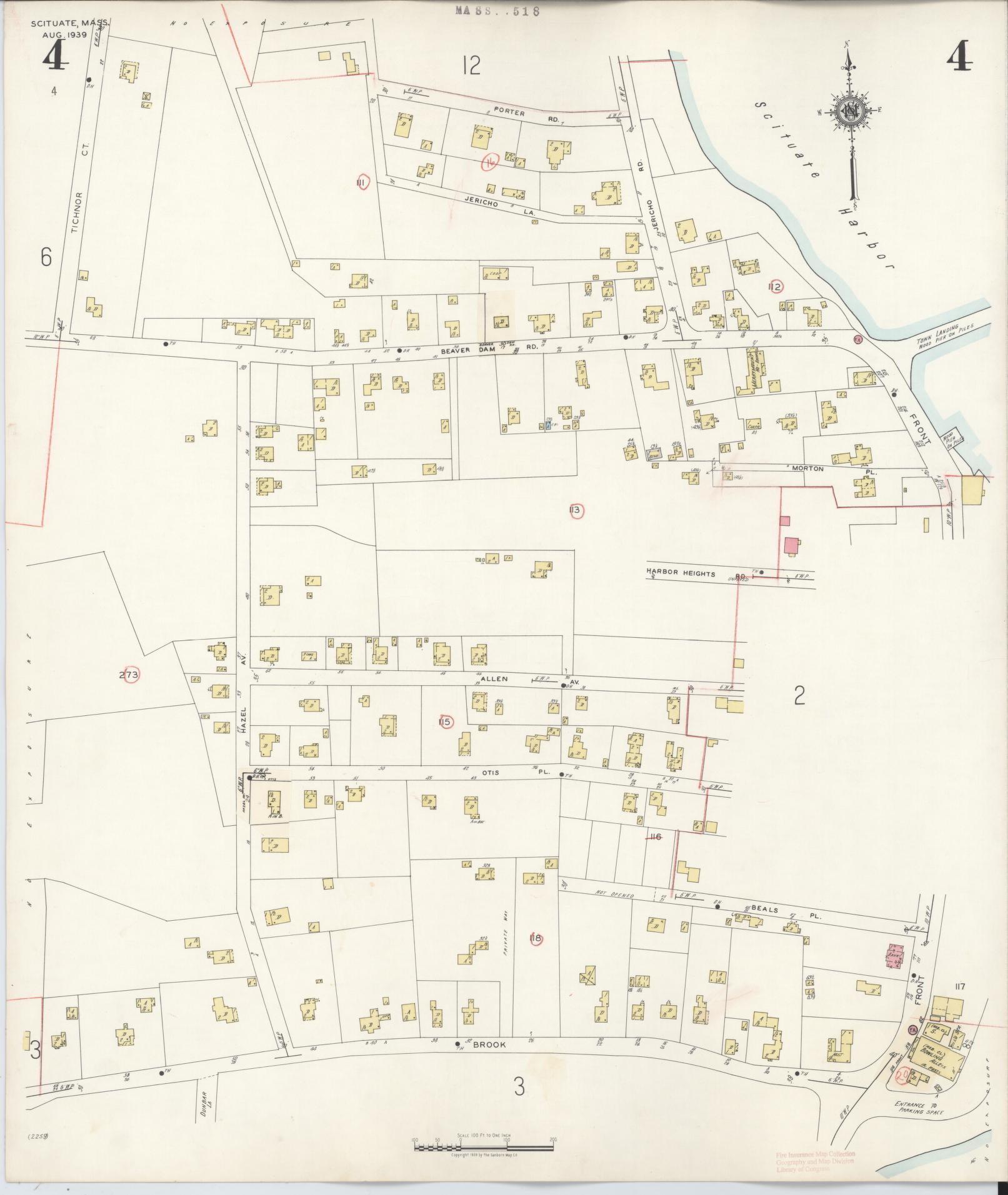 Sanborn Fire Insurance Map from Scituate, Plymouth County, Massachusetts (1944), Sheet #0004 - Complete Map Set gallery image, historic Sanborn map, vintage wall art, Massachusetts Massachusetts