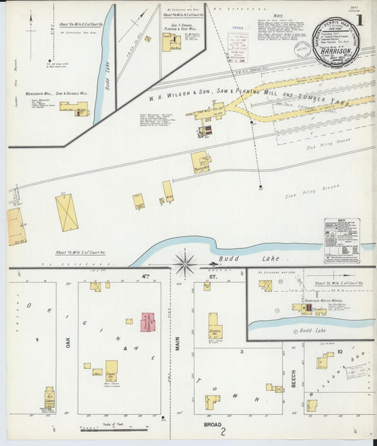Sanborn Fire Insurance Map from Harrison, Clare County, Michigan (1900), Sheet #0001 - Complete Map Set gallery image, historic Sanborn map, vintage wall art, Michigan Michigan