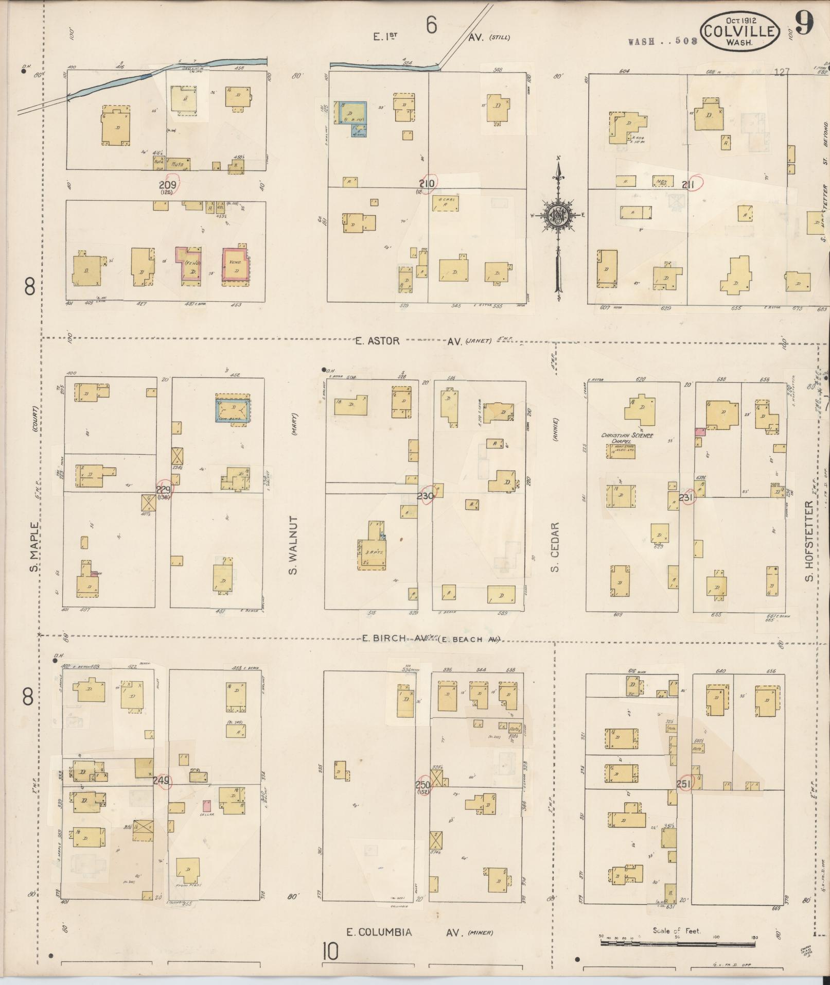 Sanborn Fire Insurance Map from Colville, Stevens County, Washington (1940), Sheet #0009 - Complete Map Set gallery image, historic Sanborn map, vintage wall art, Washington Washington