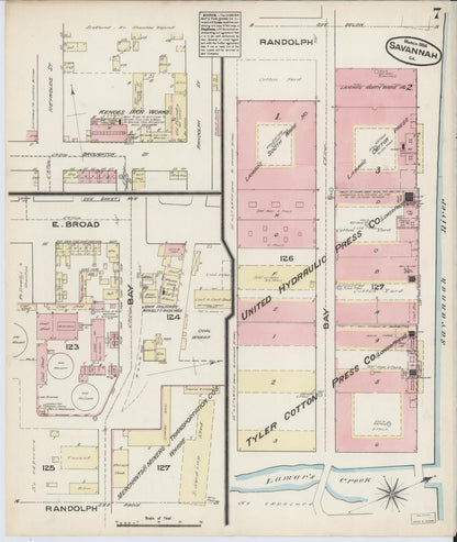 Sanborn Fire Insurance Map from Savannah, Chatham County, Georgia (1884), Sheet #0007 - Complete Map Set gallery image, historic Sanborn map, vintage wall art, Georgia Georgia