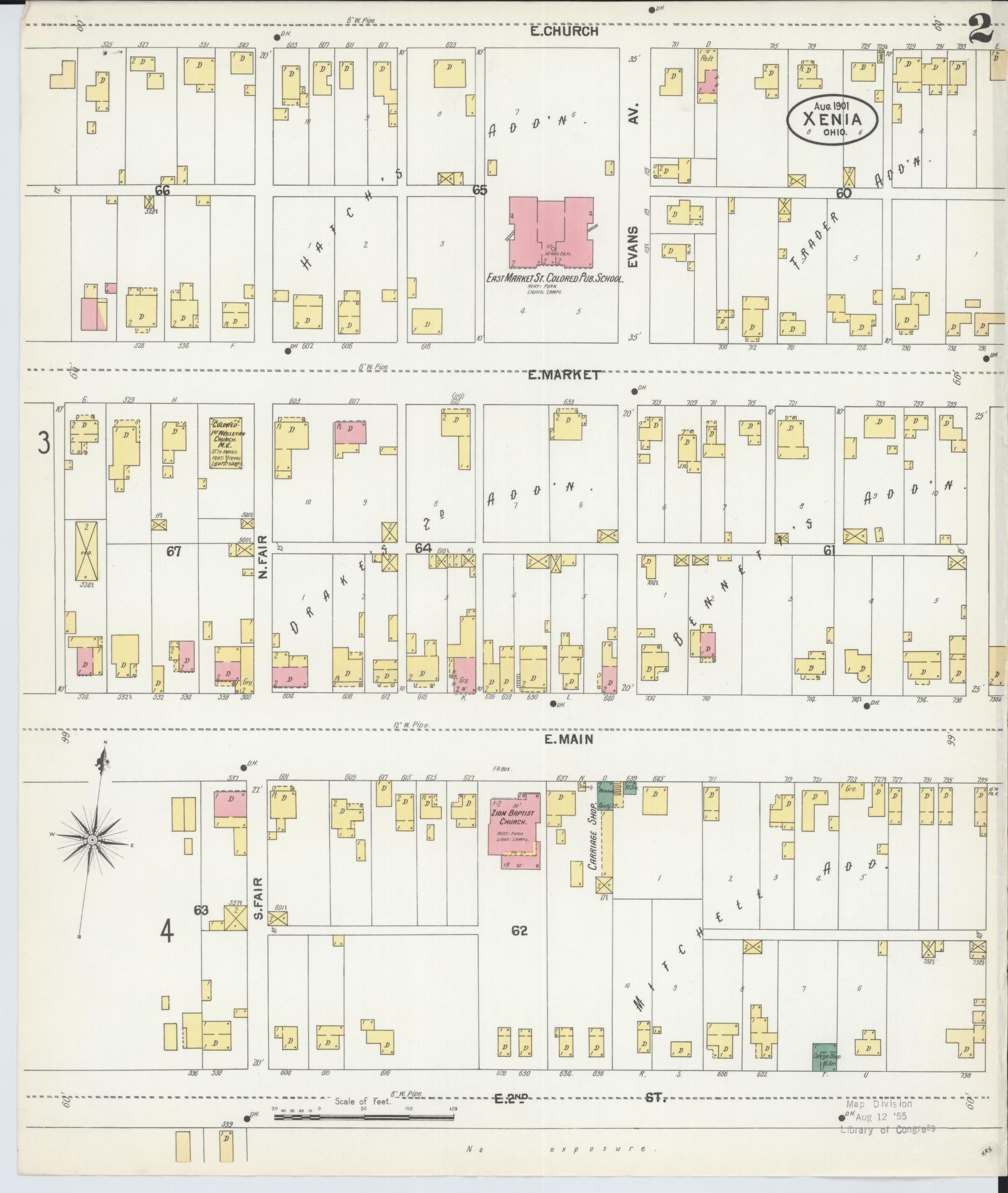Sanborn Fire Insurance Map from Xenia, Greene County, Ohio (1901), Sheet #0002 - Historic Sanborn Fire Insurance Map Print, vintage old map wall art, antique decor, genealogy gift, Ohio Ohio map
