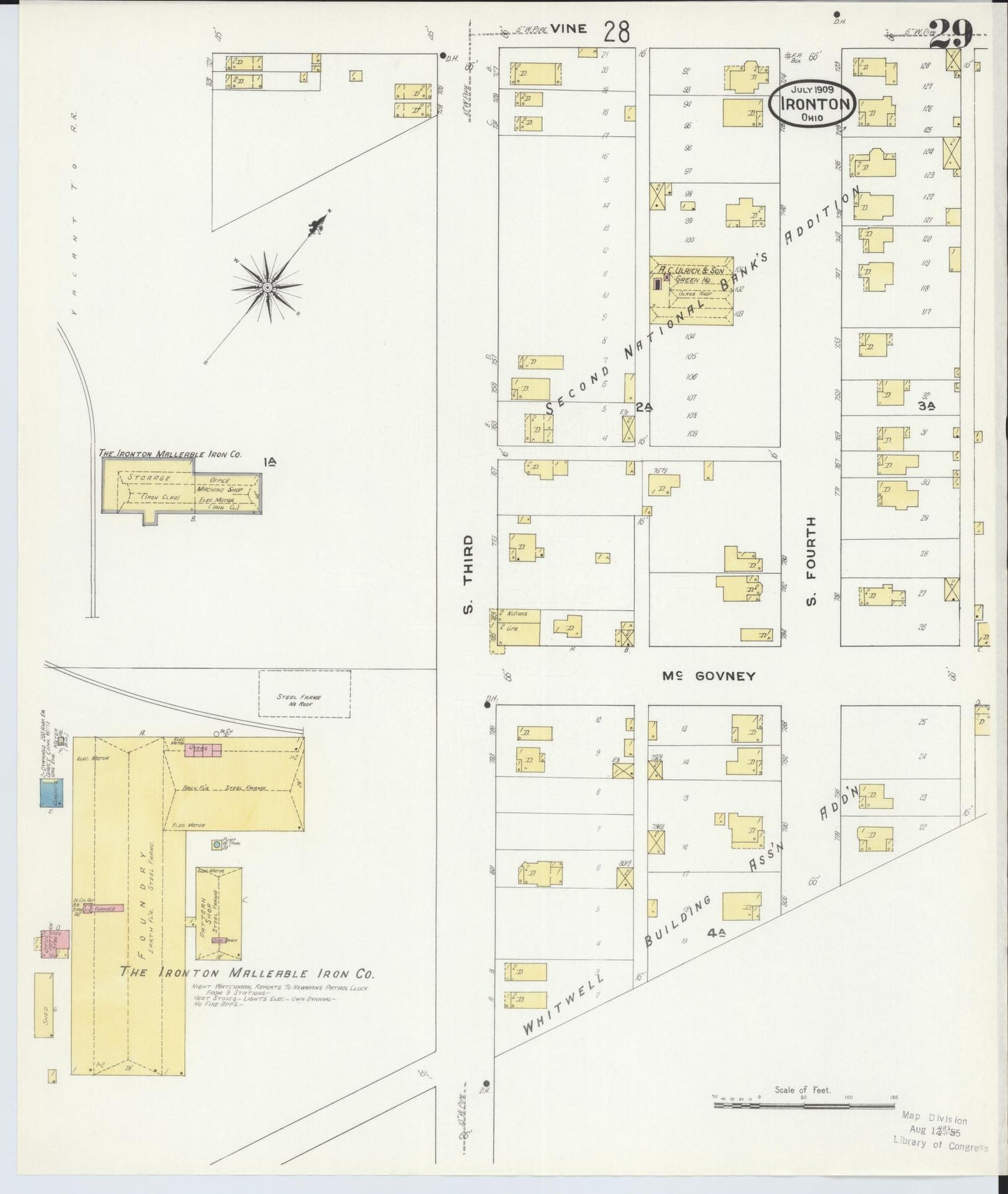 Sanborn Fire Insurance Map from Ironton, Lawrence County, Ohio (1909), Sheet #0029 - Historic Sanborn Fire Insurance Map Print, vintage old map wall art, antique decor, genealogy gift, Ohio Ohio map
