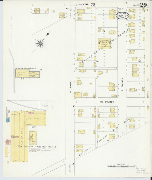 Sanborn Fire Insurance Map from Ironton, Lawrence County, Ohio (1909), Sheet #0029 - Historic Sanborn Fire Insurance Map Print, vintage old map wall art, antique decor, genealogy gift, Ohio Ohio map