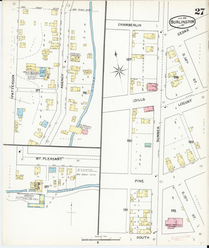 Sanborn Fire Insurance Map from Burlington, Des Moines County, Iowa (1892), Sheet #0027 - Historic Sanborn Fire Insurance Map Print