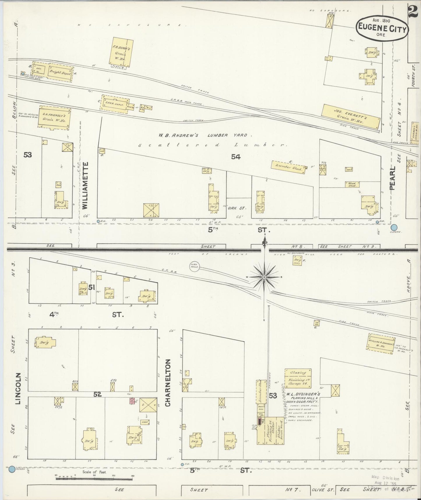 Sanborn Fire Insurance Map from Eugene, Lane County, Oregon (1890), Sheet #0002 - Complete Map Set gallery image, historic Sanborn map, vintage wall art, Oregon Oregon