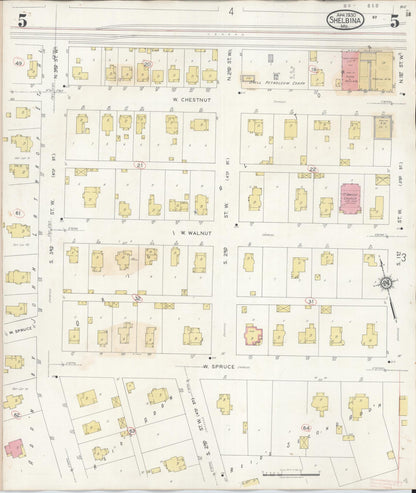Sanborn Fire Insurance Map from Shelbina, Shelby County, Missouri (1943), Sheet #0005 - Historic Sanborn Fire Insurance Map Print, vintage old map wall art, antique decor, genealogy gift, Missouri Missouri map