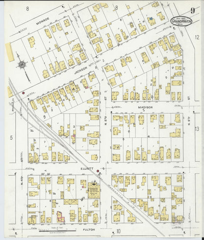 Sanborn Fire Insurance Map from Grand Haven, Ottawa County, Michigan (1920), Sheet #0009 - Complete Map Set gallery image, historic Sanborn map, vintage wall art, Michigan Michigan
