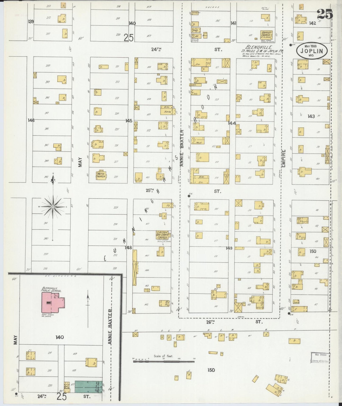 Sanborn Fire Insurance Map from Joplin, Jasper County, Missouri (1900), Sheet #0025 - Complete Map Set gallery image, historic Sanborn map, vintage wall art, Missouri Missouri