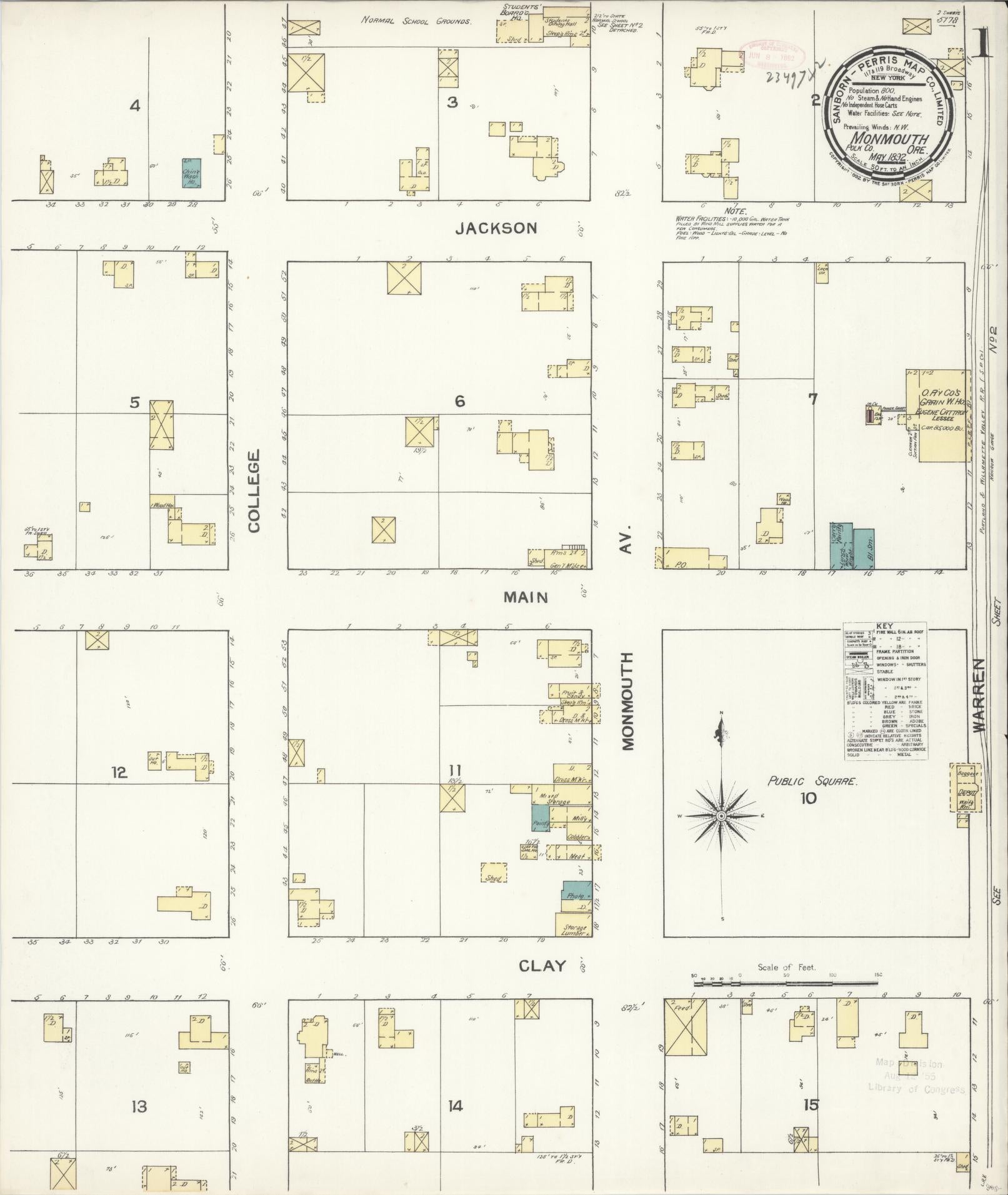 Sanborn Fire Insurance Map from Monmouth, Polk County, Oregon (1892), Sheet #0001 - Complete Map Set gallery image, historic Sanborn map, vintage wall art, Oregon Oregon