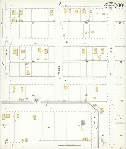 Sanborn Fire Insurance Map from Wenatchee, Chelan County, Washington (1905), Sheet #0010 - Complete Map Set gallery image, historic Sanborn map, vintage wall art, Washington Washington