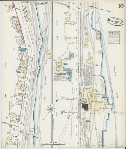 Sanborn Fire Insurance Map from Stillwater, Washington County, Minnesota (1884), Sheet #0010 - Historic Sanborn Fire Insurance Map Print, vintage old map wall art, antique decor, genealogy gift, Minnesota Minnesota map