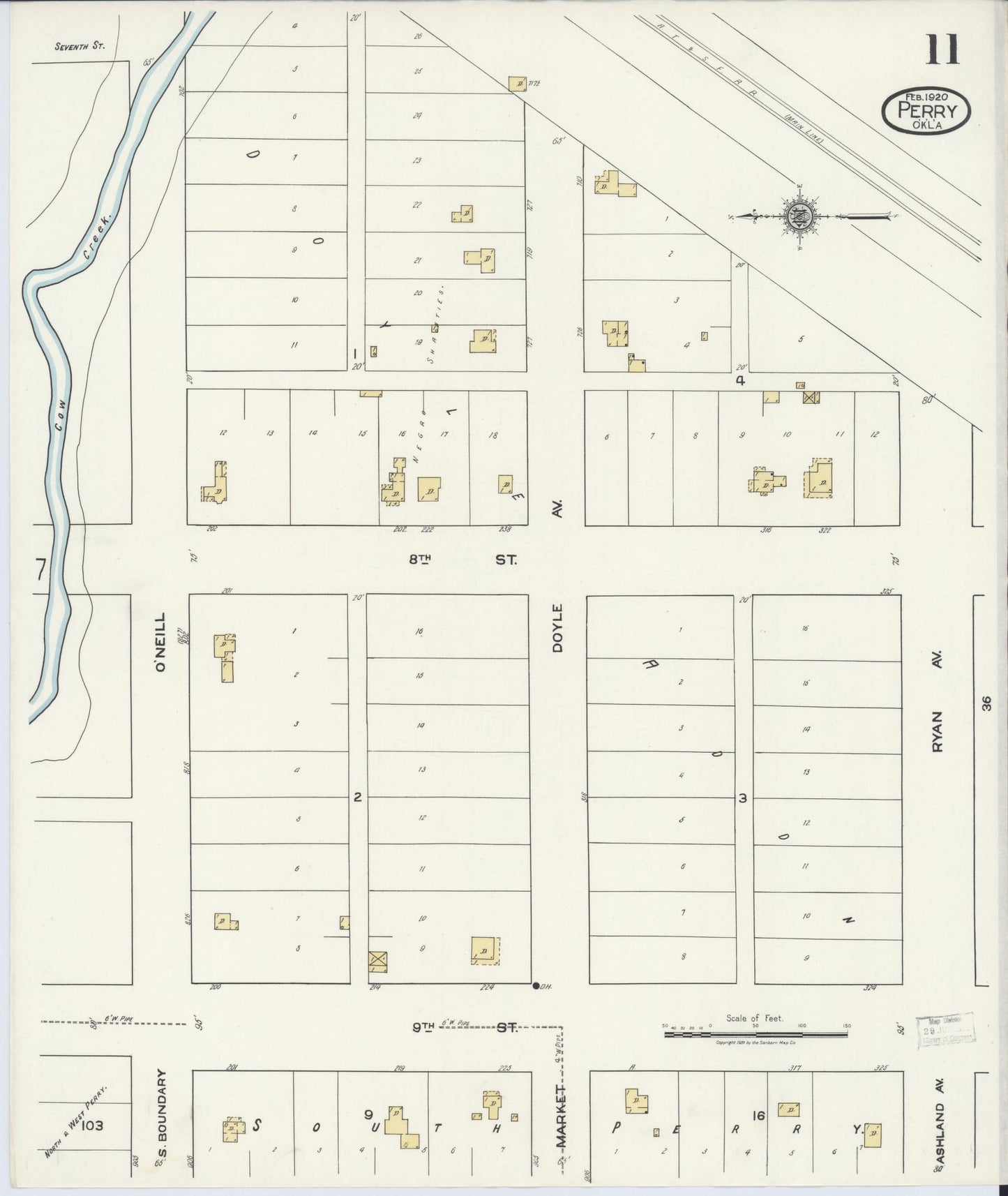 Sanborn Fire Insurance Map from Perry, Noble County, Oklahoma (1920), Sheet #0011 - Complete Map Set gallery image, historic Sanborn map, vintage wall art, Oklahoma Oklahoma