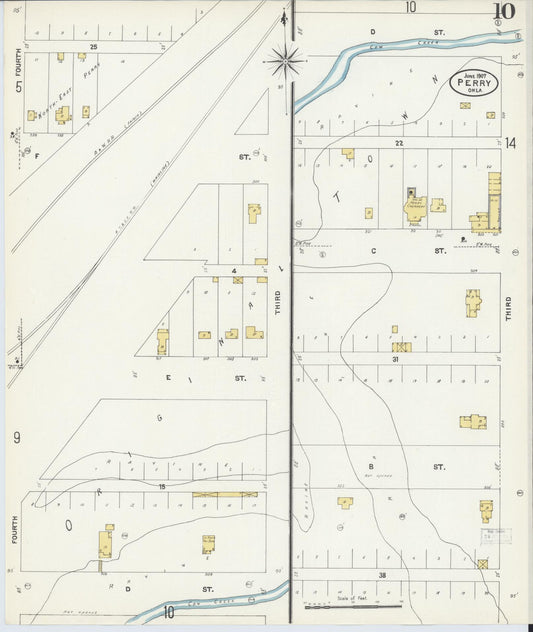 Sanborn Fire Insurance Map from Perry, Noble County, Oklahoma (1907), Sheet #0010 - Historic Sanborn Fire Insurance Map Print, vintage old map wall art, antique decor, genealogy gift, Oklahoma Oklahoma map