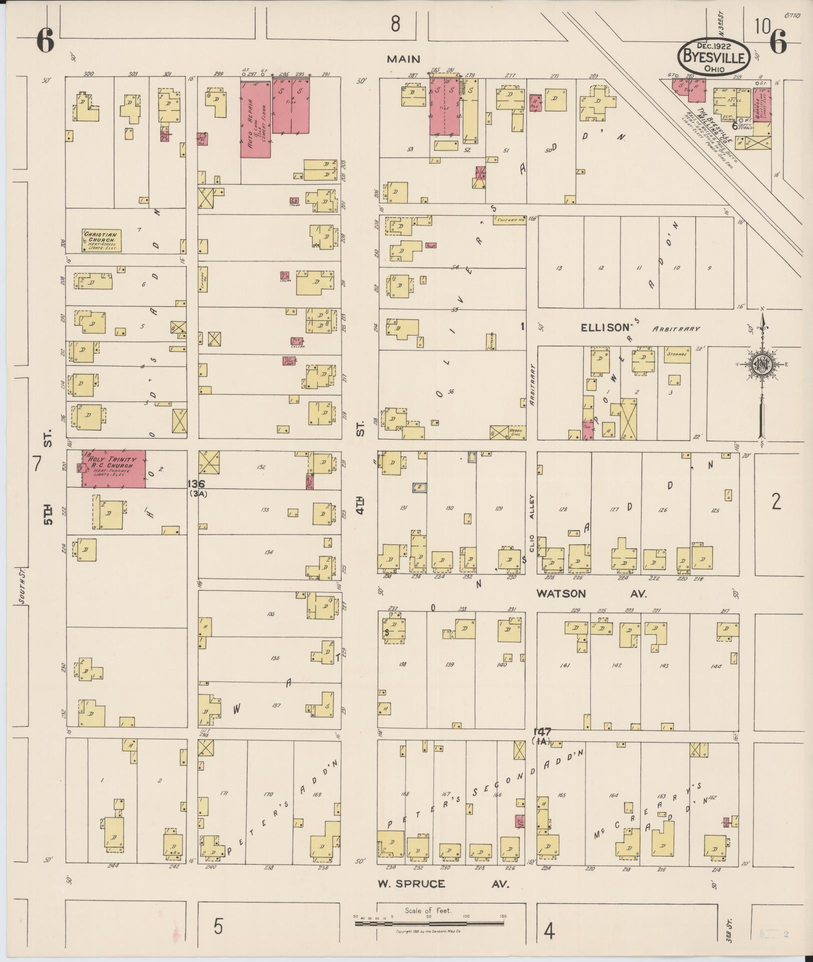 Sanborn Fire Insurance Map from Byesville, Guernsey County, Ohio (1922), Sheet #0006 - Complete Map Set gallery image, historic Sanborn map, vintage wall art, Ohio Ohio