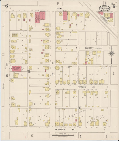 Sanborn Fire Insurance Map from Byesville, Guernsey County, Ohio (1922), Sheet #0006 - Complete Map Set gallery image, historic Sanborn map, vintage wall art, Ohio Ohio