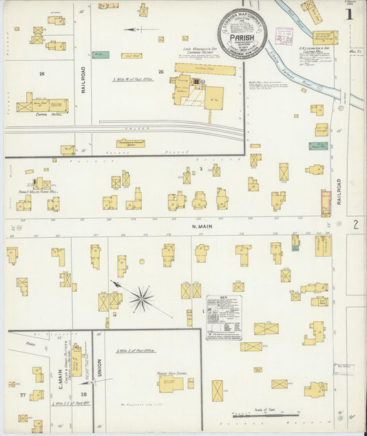 Sanborn Fire Insurance Map from Parish, Oswego County, New York (1906), Sheet #0001 - Complete Map Set gallery image, historic Sanborn map, vintage wall art, New York New York