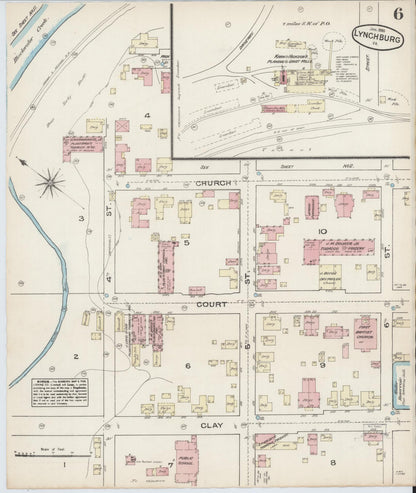 Sanborn Fire Insurance Map from Lynchburg, Independent Cities, Virginia (1885), Sheet #0006 - Complete Map Set gallery image, historic Sanborn map, vintage wall art, Virginia Virginia