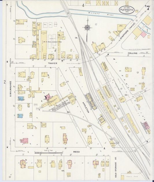 Sanborn Fire Insurance Map from Plymouth, Sheboygan County, Wisconsin (1910), Sheet #0007 - Historic Sanborn Fire Insurance Map Print, vintage old map wall art, antique decor, genealogy gift, Wisconsin Wisconsin map