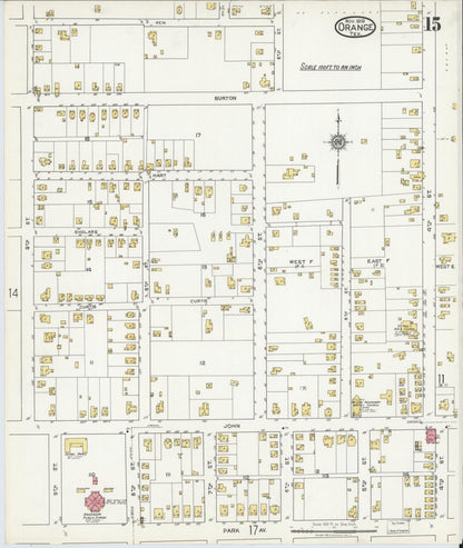 Sanborn Fire Insurance Map from Orange, Orange County, Texas (1919), Sheet #0015 - Historic Sanborn Fire Insurance Map Print, vintage old map wall art, antique decor, genealogy gift, Texas Texas map