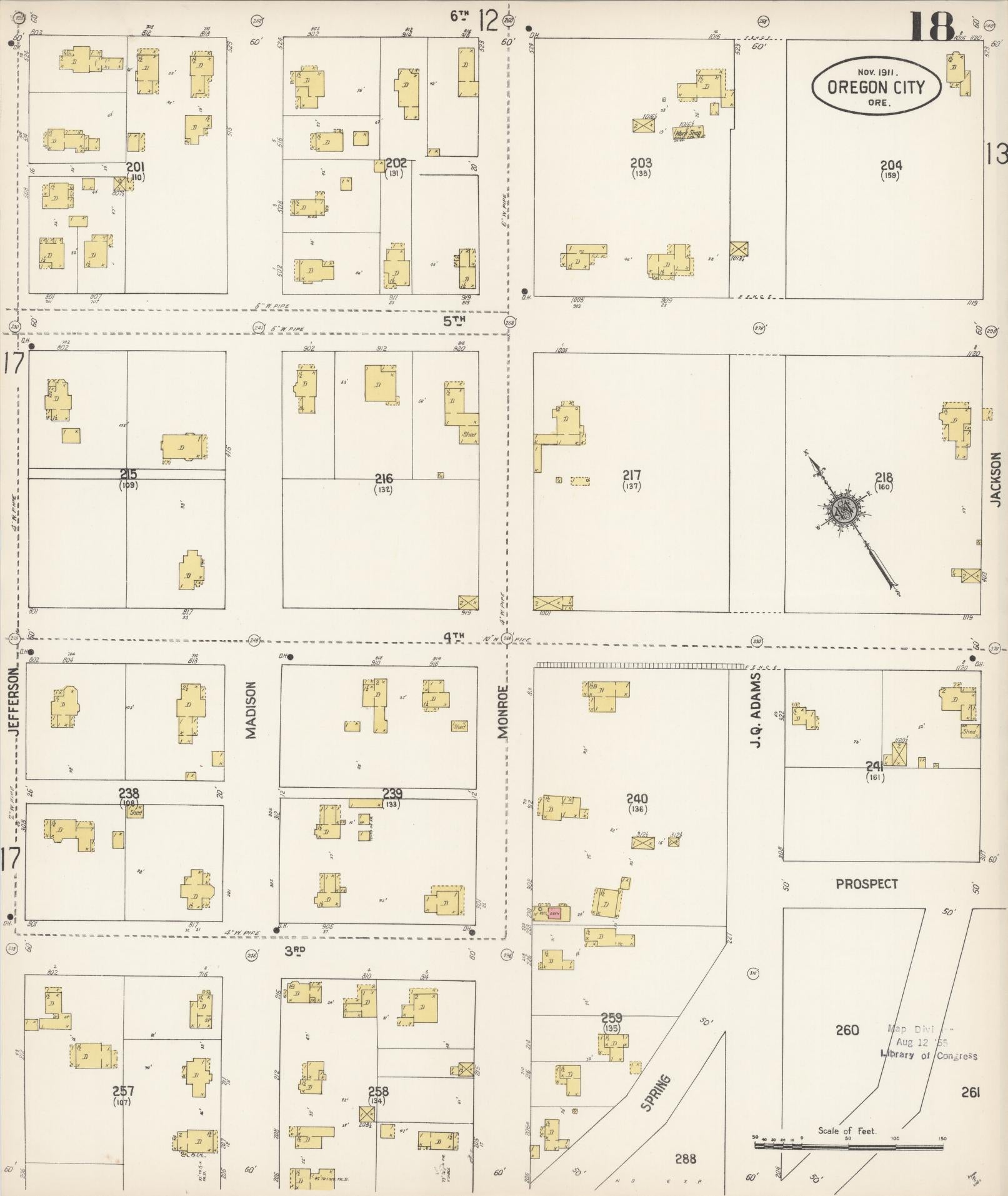 Sanborn Fire Insurance Map from Oregon City, Clackamas County, Oregon (1911), Sheet #0018 - Complete Map Set gallery image, historic Sanborn map, vintage wall art, Oregon Oregon
