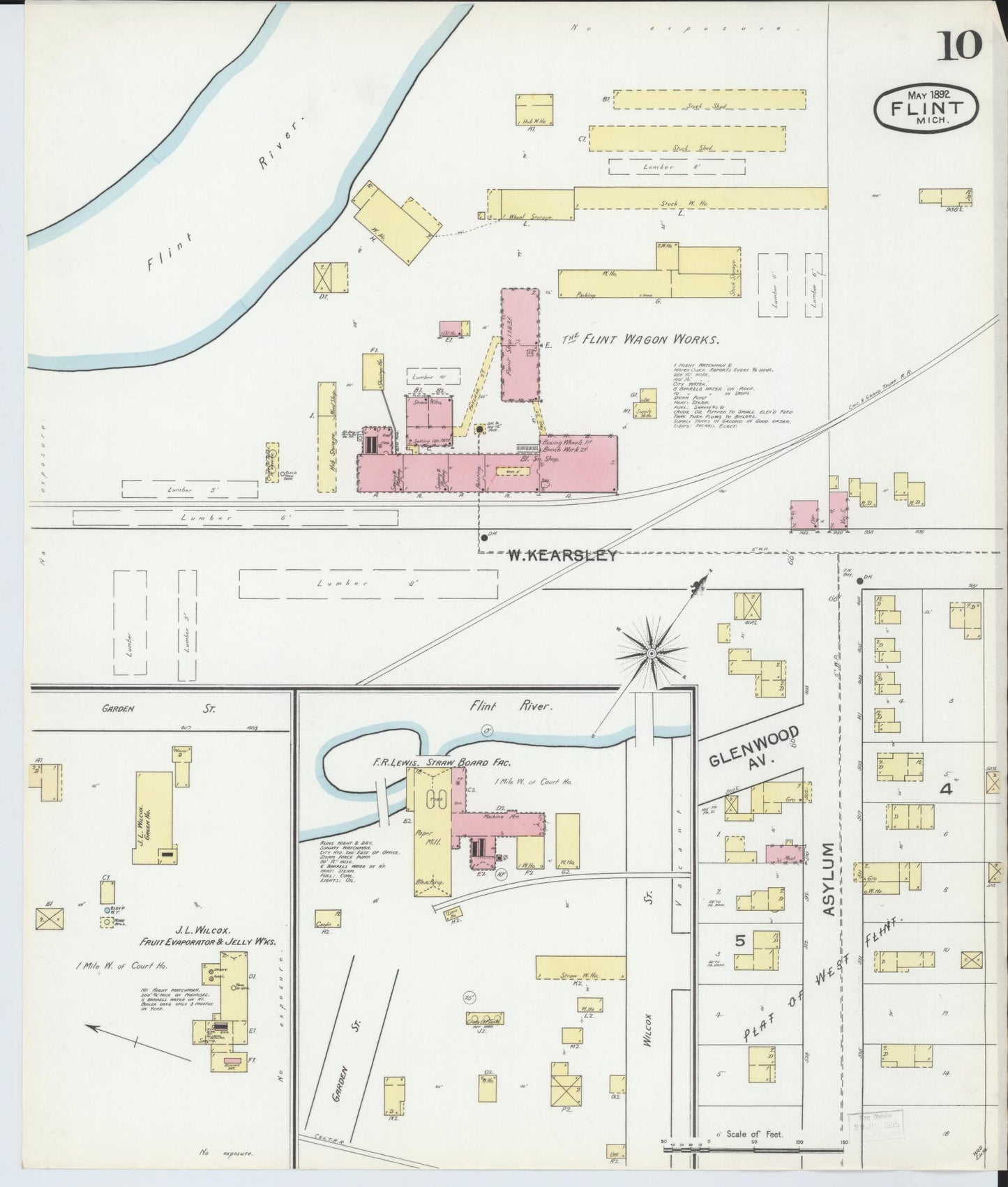 Sanborn Fire Insurance Map from Flint, Genesee County, Michigan (1892), Sheet #0010 - Complete Map Set gallery image, historic Sanborn map, vintage wall art, Michigan Michigan