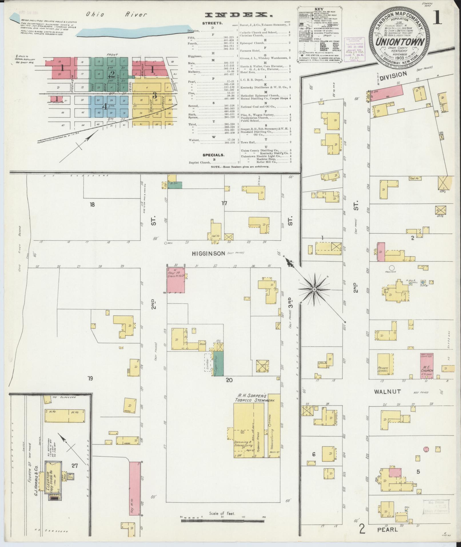 Sanborn Fire Insurance Map from Uniontown, Union County, Kentucky. (1903) – Historic Sanborn Fire Insurance Map Print