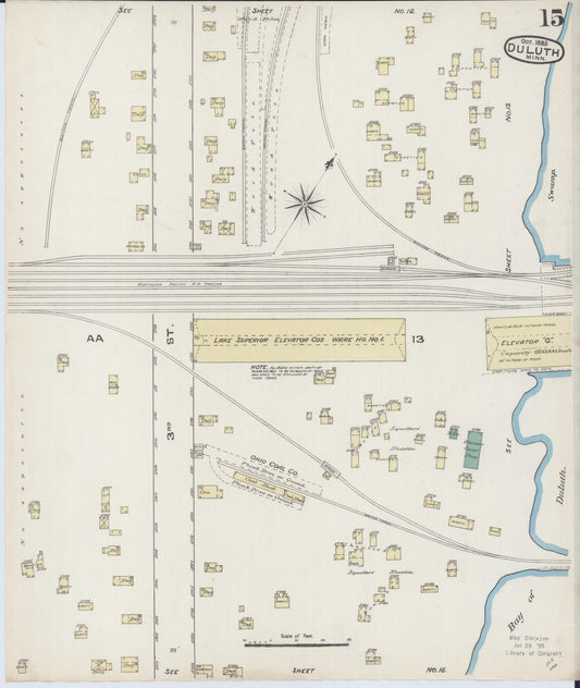 Sanborn Fire Insurance Map from Duluth, Saint Louis County, Minnesota (1885), Sheet #0015 - Historic Sanborn Fire Insurance Map Print, vintage old map wall art, antique decor, genealogy gift, Minnesota Minnesota map