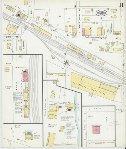 Sanborn Fire Insurance Map from Columbia, Maury County, Tennessee (1899), Sheet #0011 - Complete Map Set gallery image, historic Sanborn map, vintage wall art, Tennessee Tennessee