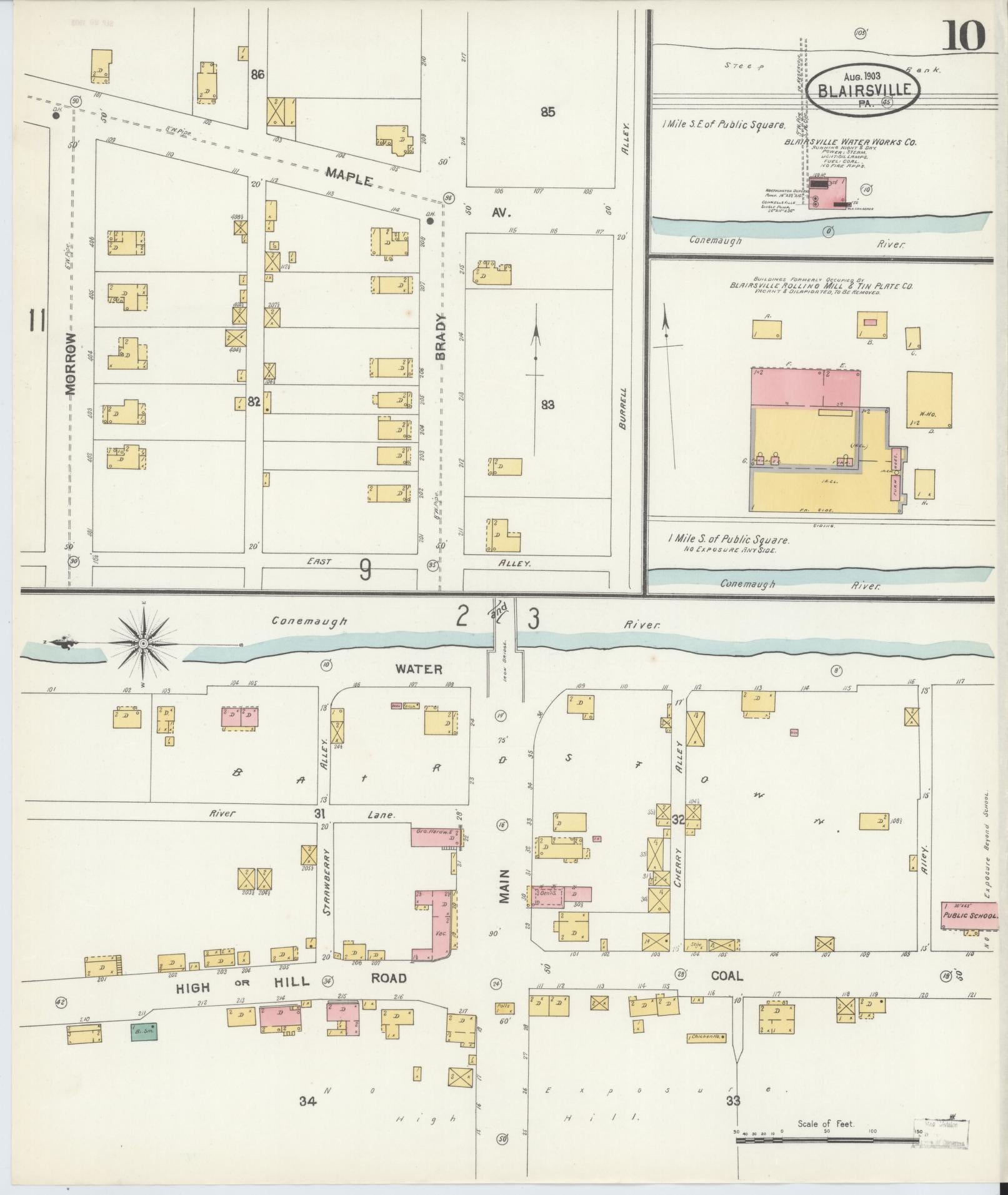 Sanborn Fire Insurance Map from Blairsville, Indiana County, Pennsylvania (1903), Sheet #0010 - Historic Sanborn Fire Insurance Map Print, vintage old map wall art, antique decor, genealogy gift, Blairsville Indiana map