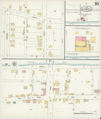 Sanborn Fire Insurance Map from Blairsville, Indiana County, Pennsylvania (1903), Sheet #0010 - Historic Sanborn Fire Insurance Map Print, vintage old map wall art, antique decor, genealogy gift, Blairsville Indiana map