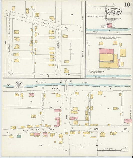 Sanborn Fire Insurance Map from Blairsville, Indiana County, Pennsylvania (1903), Sheet #0010 - Historic Sanborn Fire Insurance Map Print, vintage old map wall art, antique decor, genealogy gift, Blairsville Indiana map