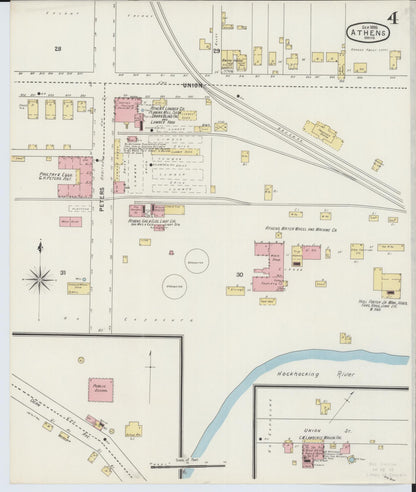 Sanborn Fire Insurance Map from Athens, Athens County, Ohio (1895), Sheet #0004 - Complete Map Set gallery image, historic Sanborn map, vintage wall art, Ohio Ohio