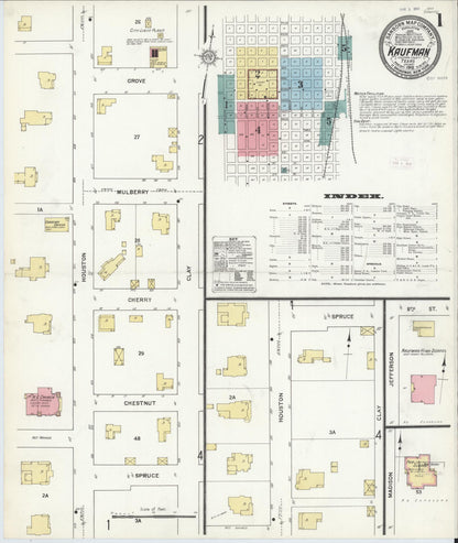 Sanborn Fire Insurance Map from Kaufman, Kaufman County, Texas (1912), Sheet #0001 - Complete Map Set gallery image, historic Sanborn map, vintage wall art, Texas Texas
