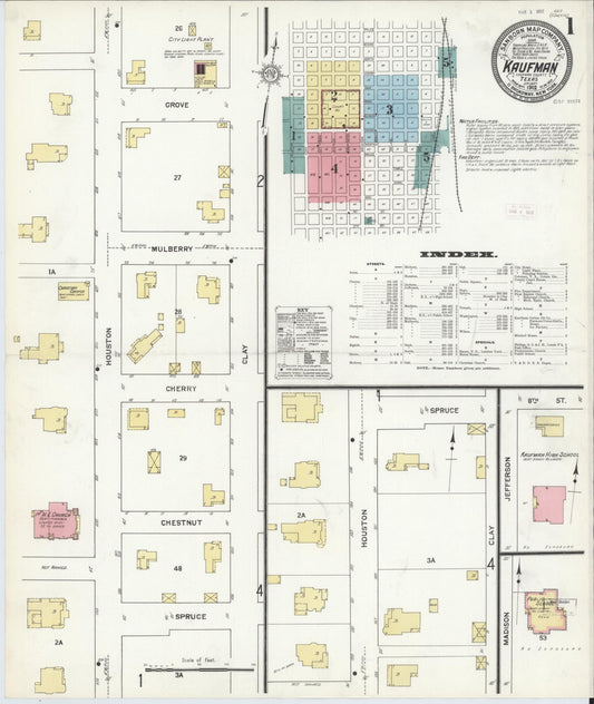 Sanborn Fire Insurance Map from Kaufman, Kaufman County, Texas (1912), Sheet #0001 - Complete Map Set gallery image, historic Sanborn map, vintage wall art, Texas Texas