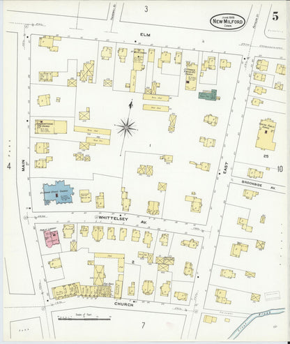 Sanborn Fire Insurance Map from New Milford, Litchfield County, Connecticut (1909), Sheet #0005 - Complete Map Set gallery image, historic Sanborn map, vintage wall art, Connecticut Connecticut