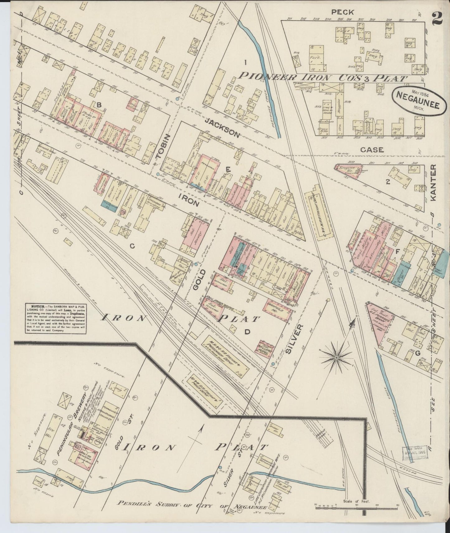 Sanborn Fire Insurance Map from Negaunee, Marquette County, Michigan (1884), Sheet #0002 - Complete Map Set gallery image, historic Sanborn map, vintage wall art, Michigan Michigan