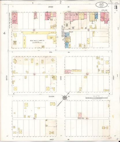Sanborn Fire Insurance Map from Arco, Butte County, Idaho (1931), Sheet #0003 - Complete Map Set gallery image, historic Sanborn map, vintage wall art, Idaho Idaho