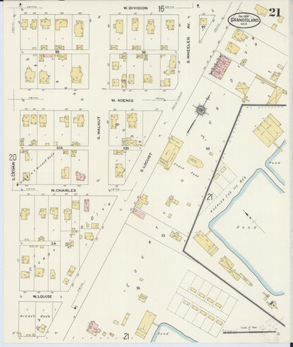 Sanborn Fire Insurance Map from Grand Island, Hall County, Nebraska (1909), Sheet #0021 - Complete Map Set gallery image, historic Sanborn map, vintage wall art, Nebraska Nebraska